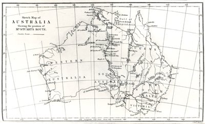 Sketch Map of Australia Showing the Position of Mr. Stuart